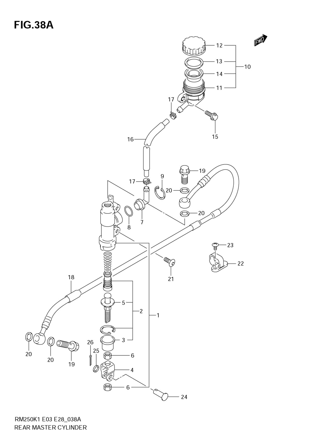 Rear master cylinder (model k3)