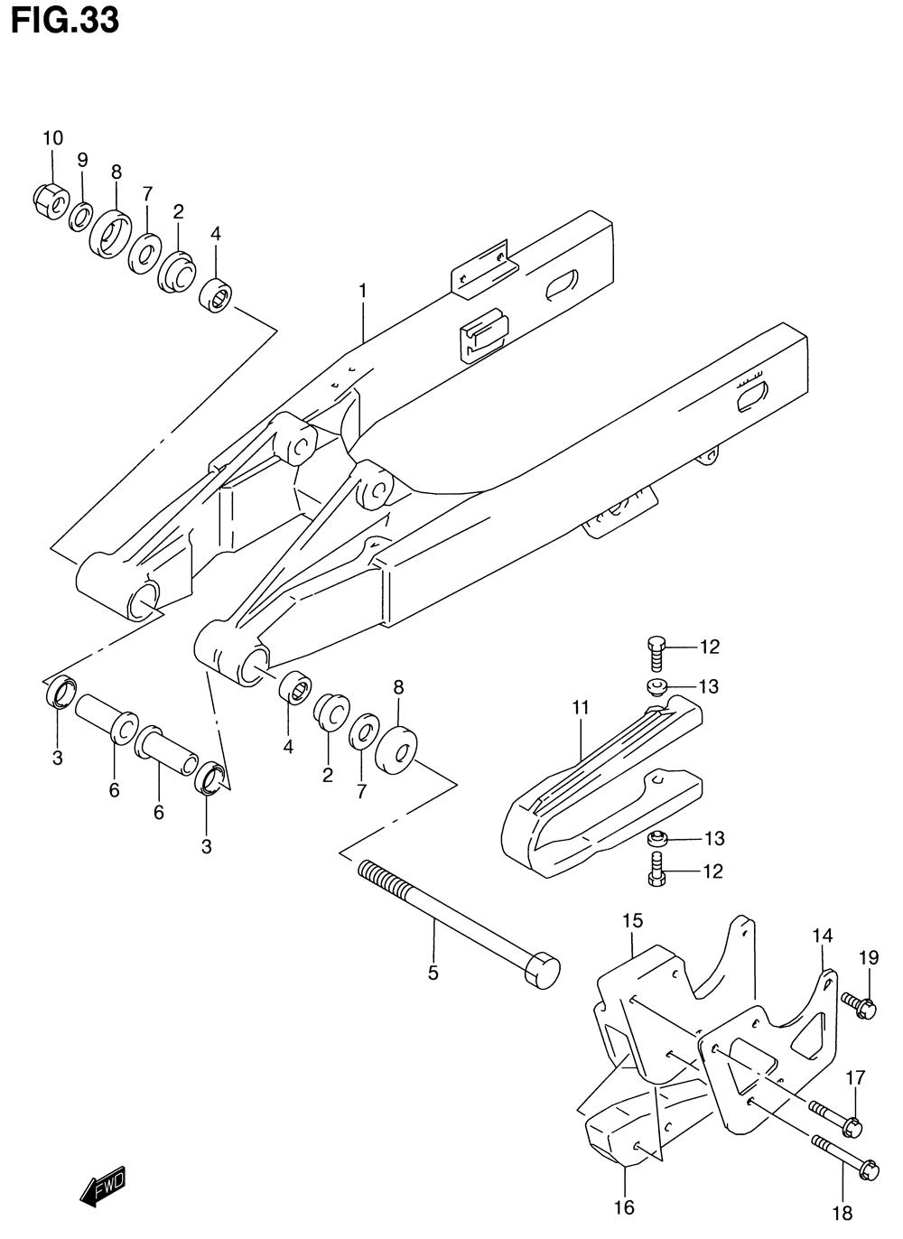 Rear swinging arm