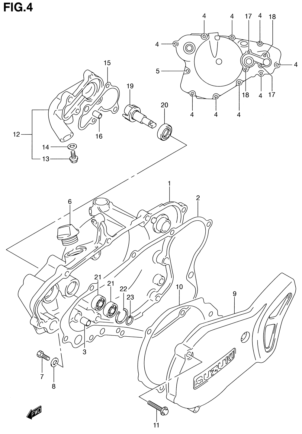 Crankcase cover- water pump