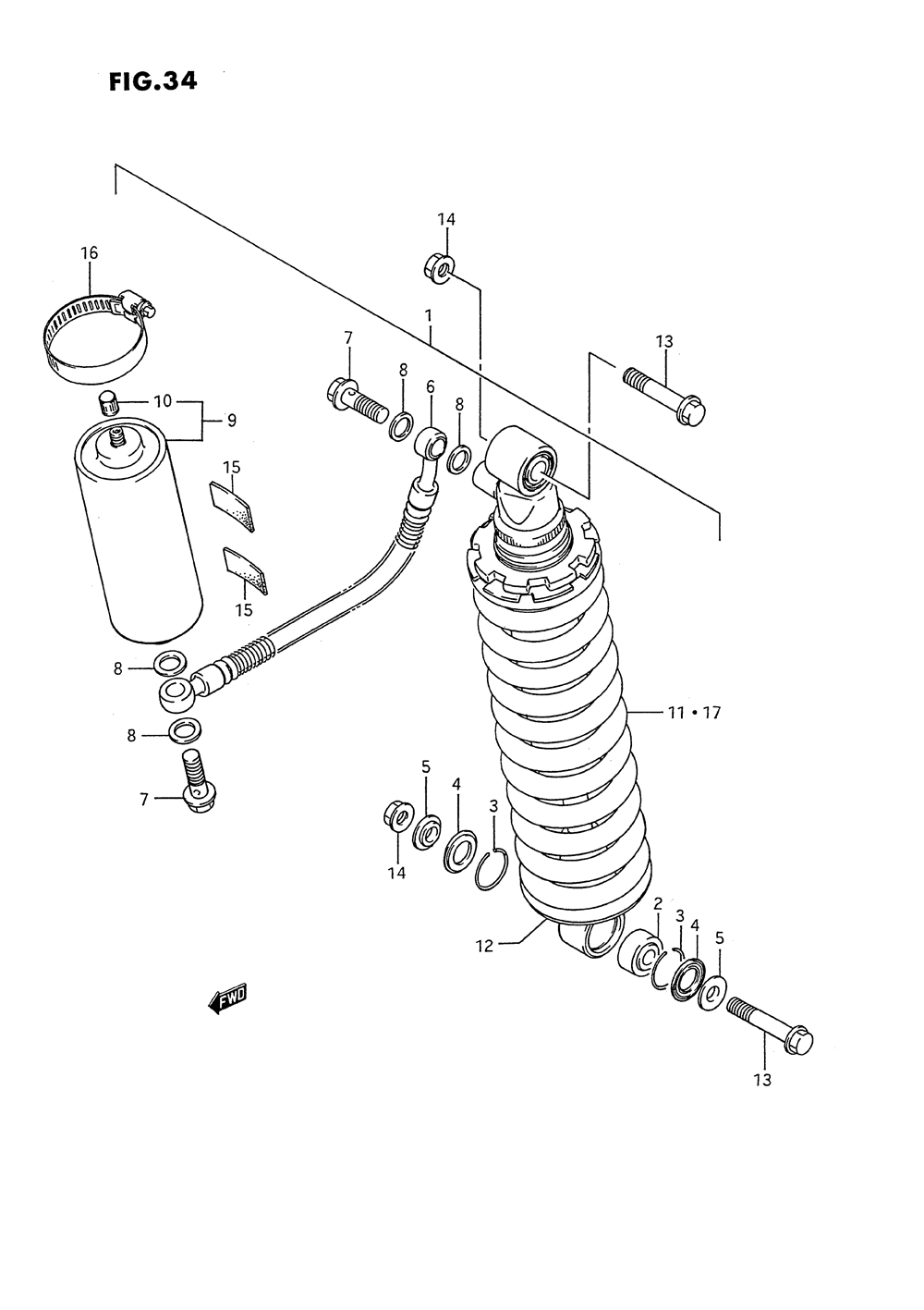 Rear shock absorber (model g)