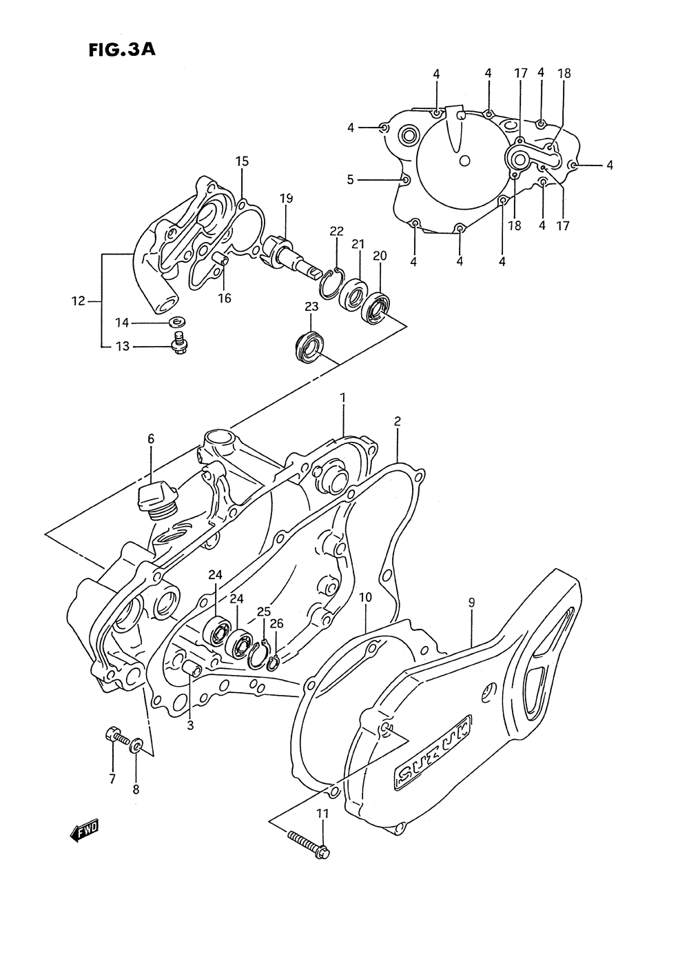 Crankcase cover- water pump (model k_l_m_n_p_r_s)