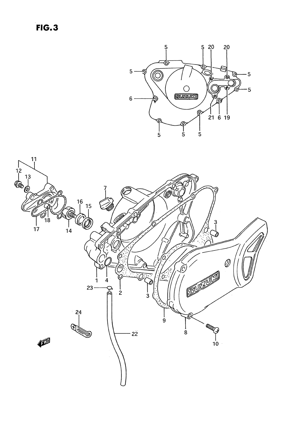 Crankcase cover - water pump (model g_h_j)