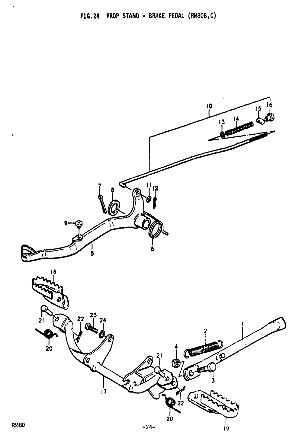 Prop stand - brake pedal (rm80b