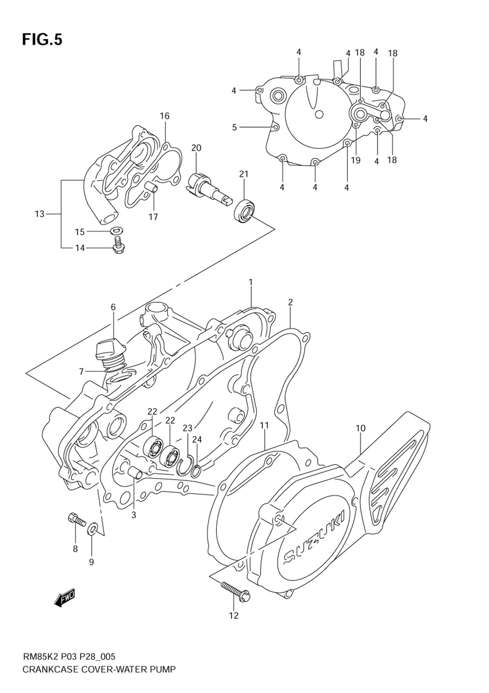 Crankcase cover- water pump