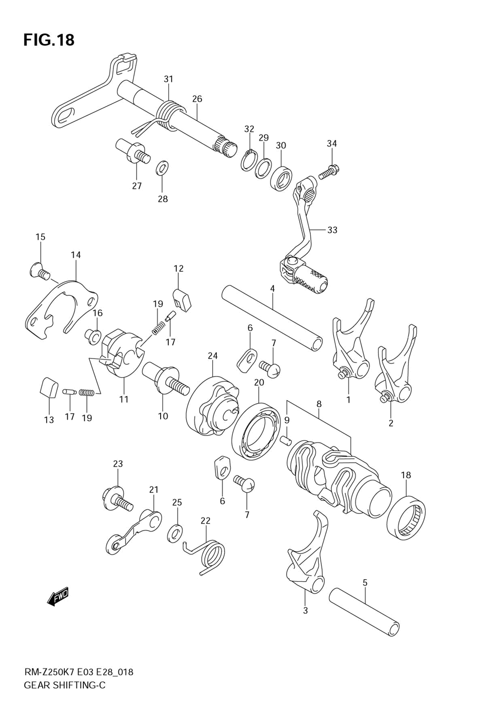 Gear shifting (model k7)