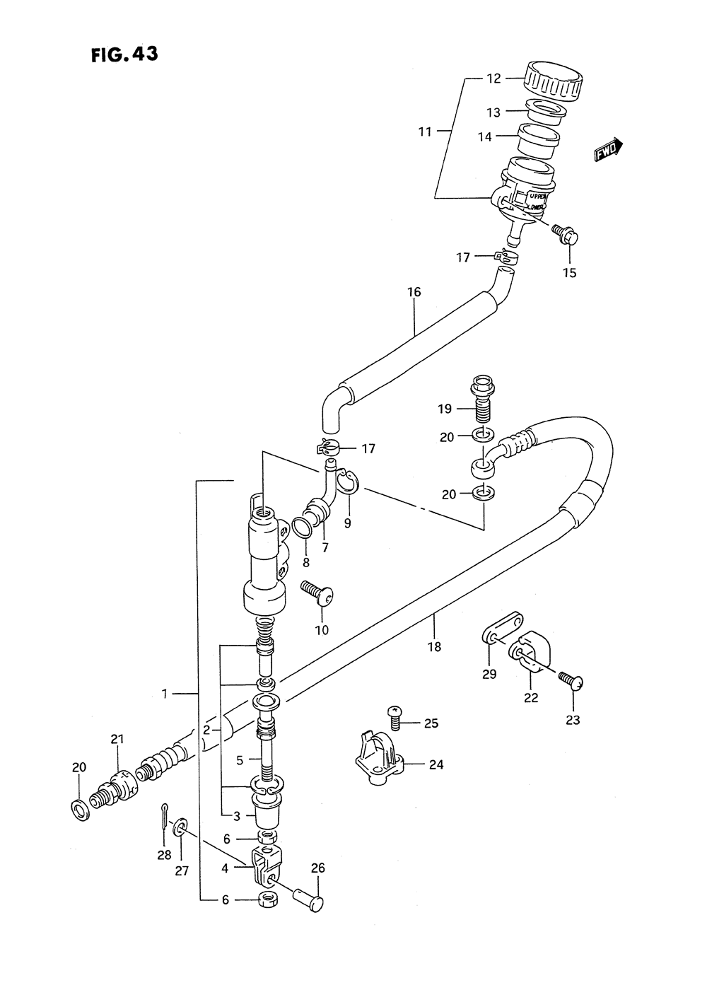 Rear master cylinder (model k)