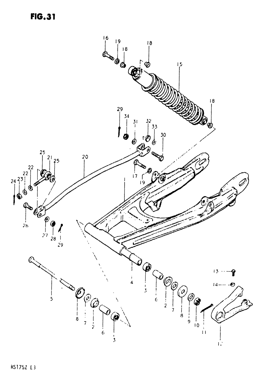 Rear swinging arm