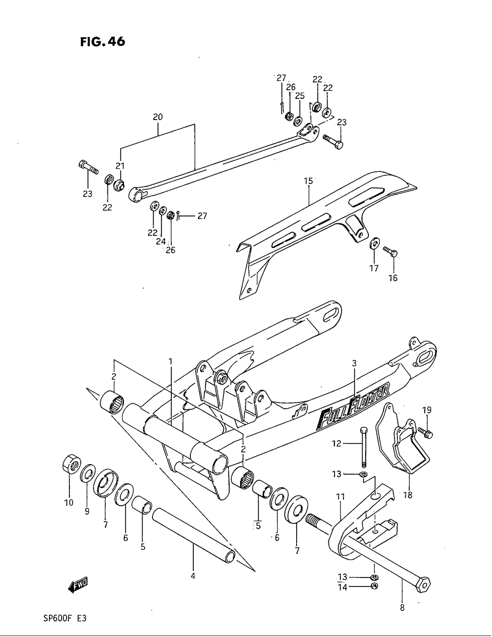 Rear swinging arm