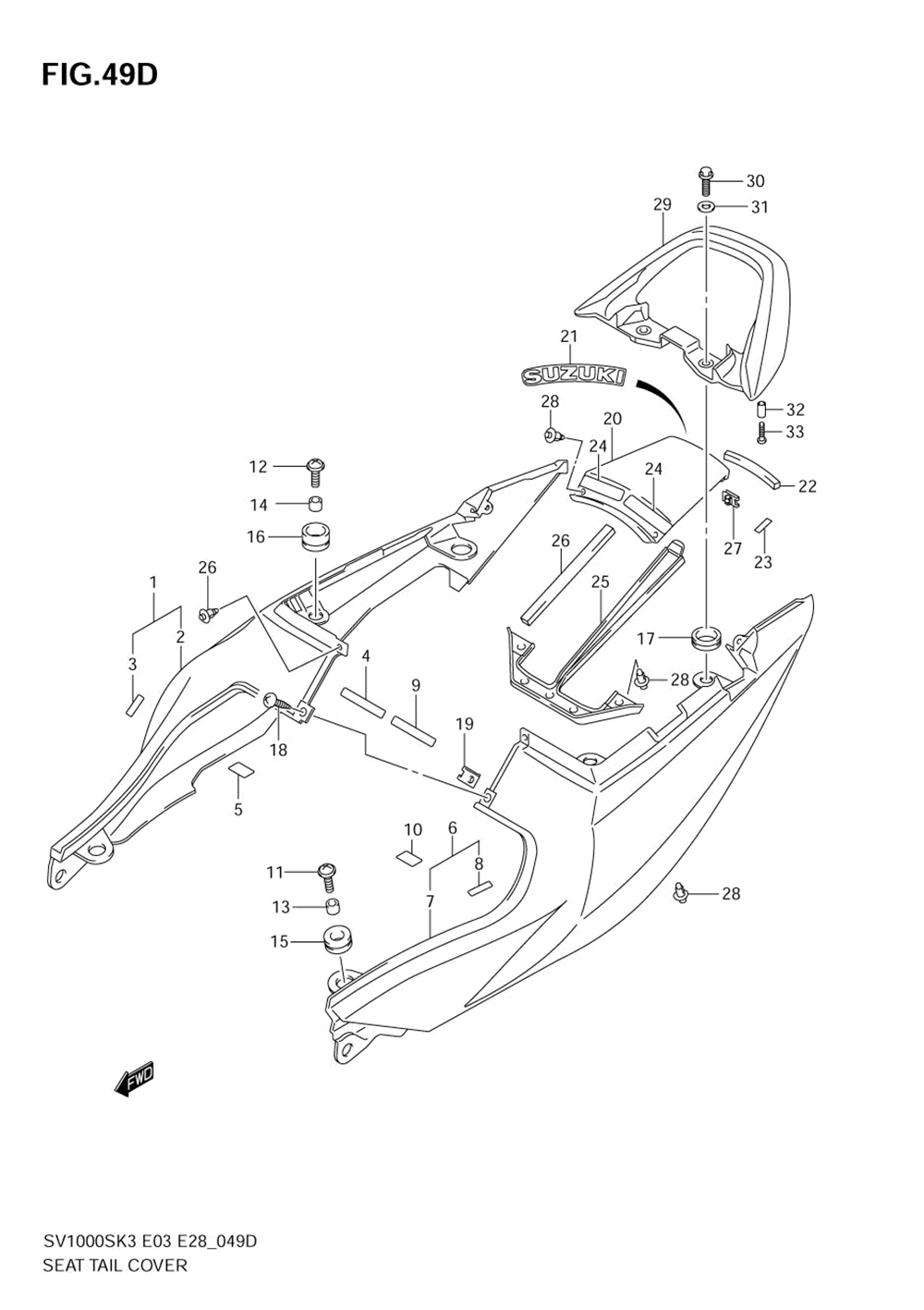 Seat tail cover (sv1000sk5)