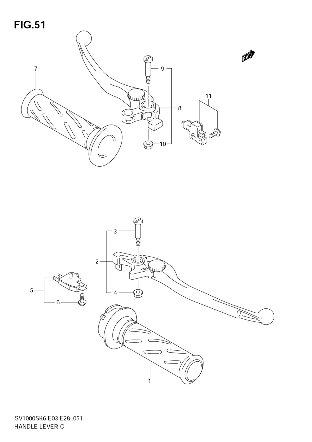 Handle lever (sv1000k6) (not for us market)