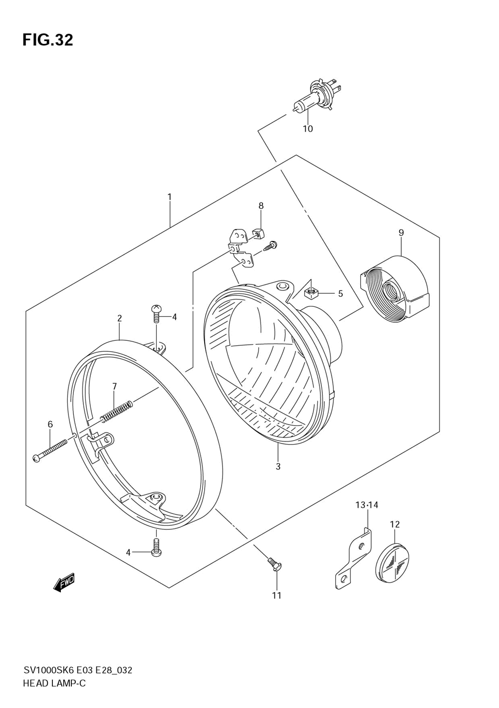 Headlamp (sv1000) (not for us market)