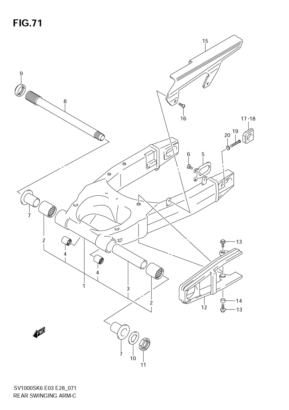 Rear swinging arm