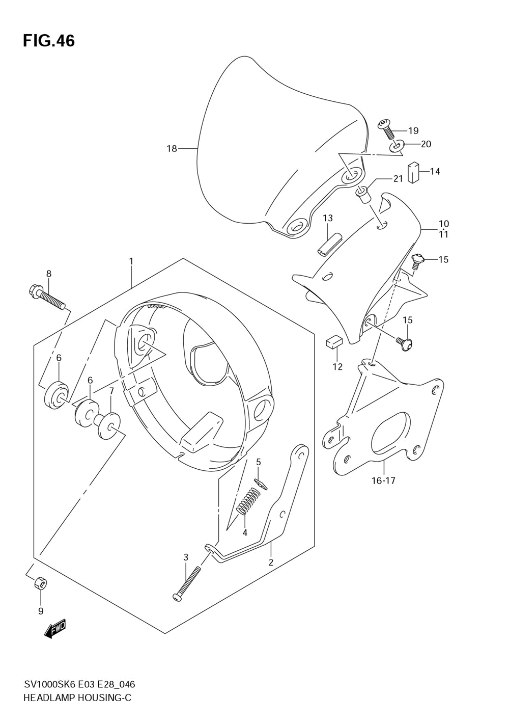 Headlamp housing (sv1000k6 e33)