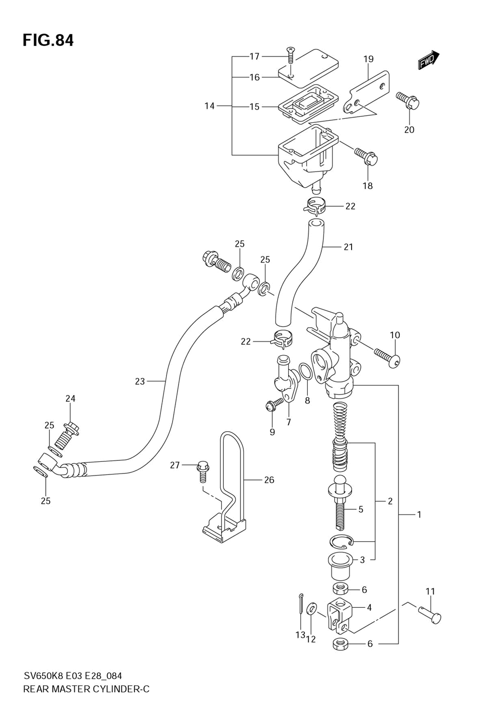 Rear master cylinder (sv650k8_sk8)