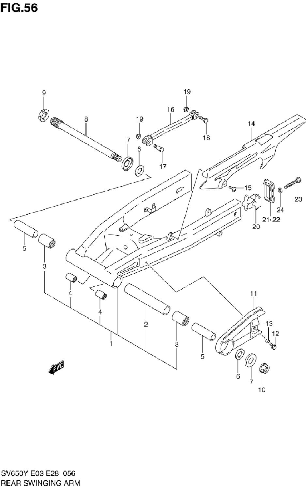 Rear swinging arm