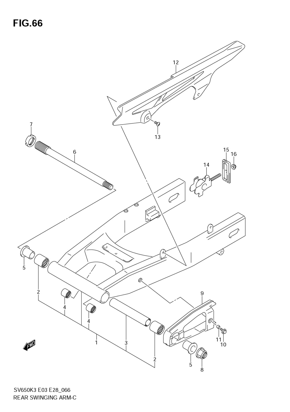 Rear swinging arm