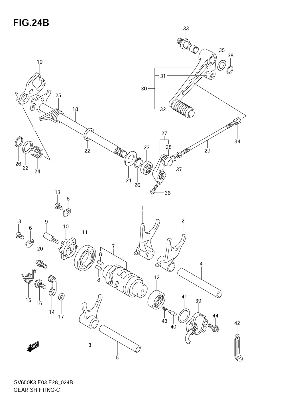 Gear shifting (model k5_k6_k7)