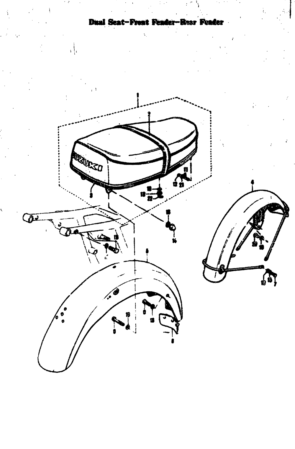 Dual seat-front fender-rear fender