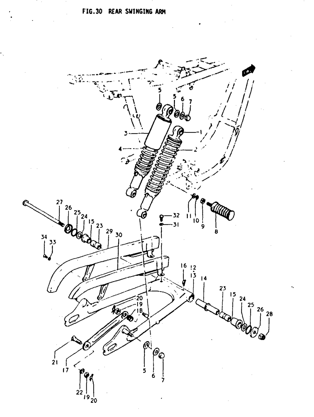 Rear swinging arm