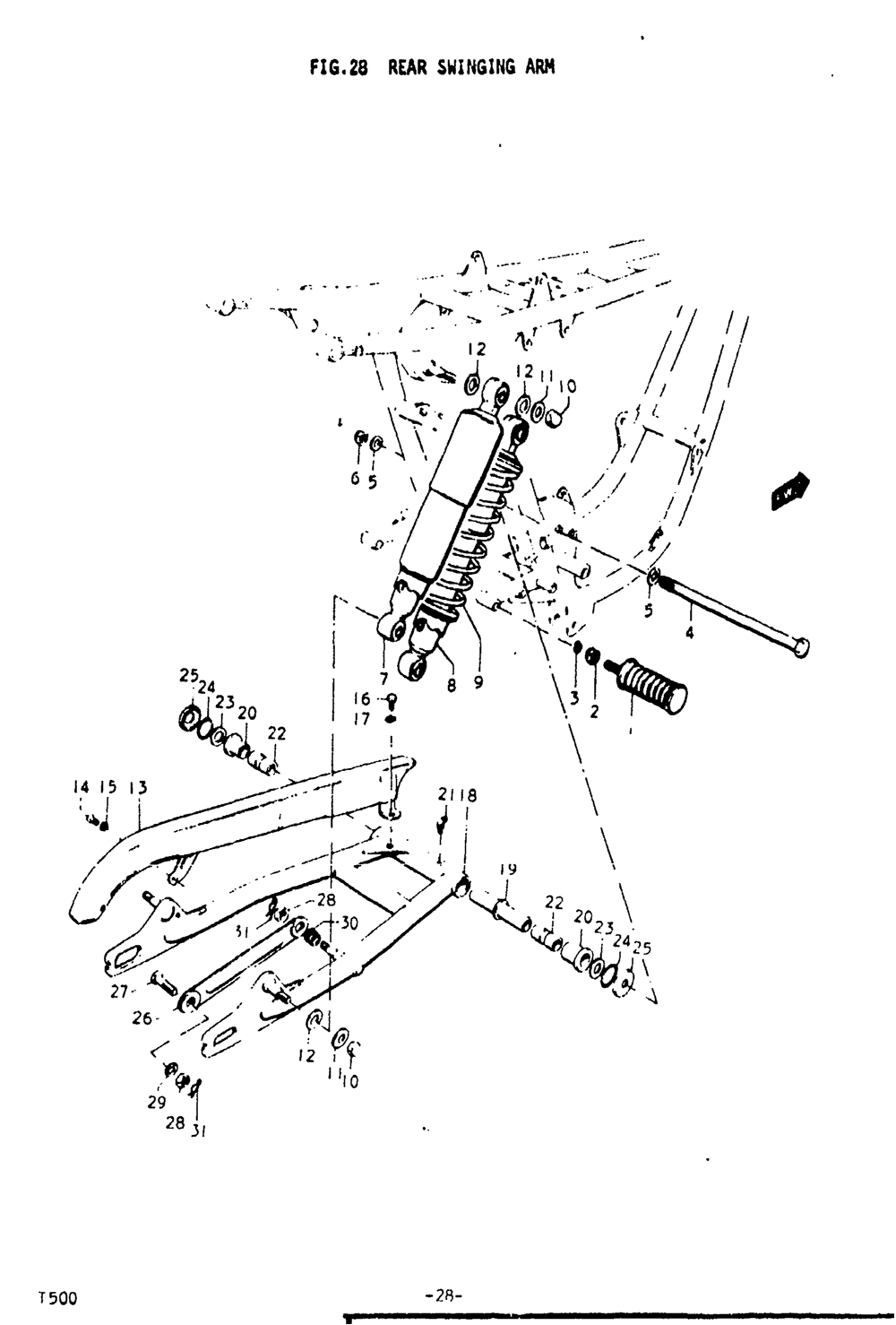 Rear swinging arm