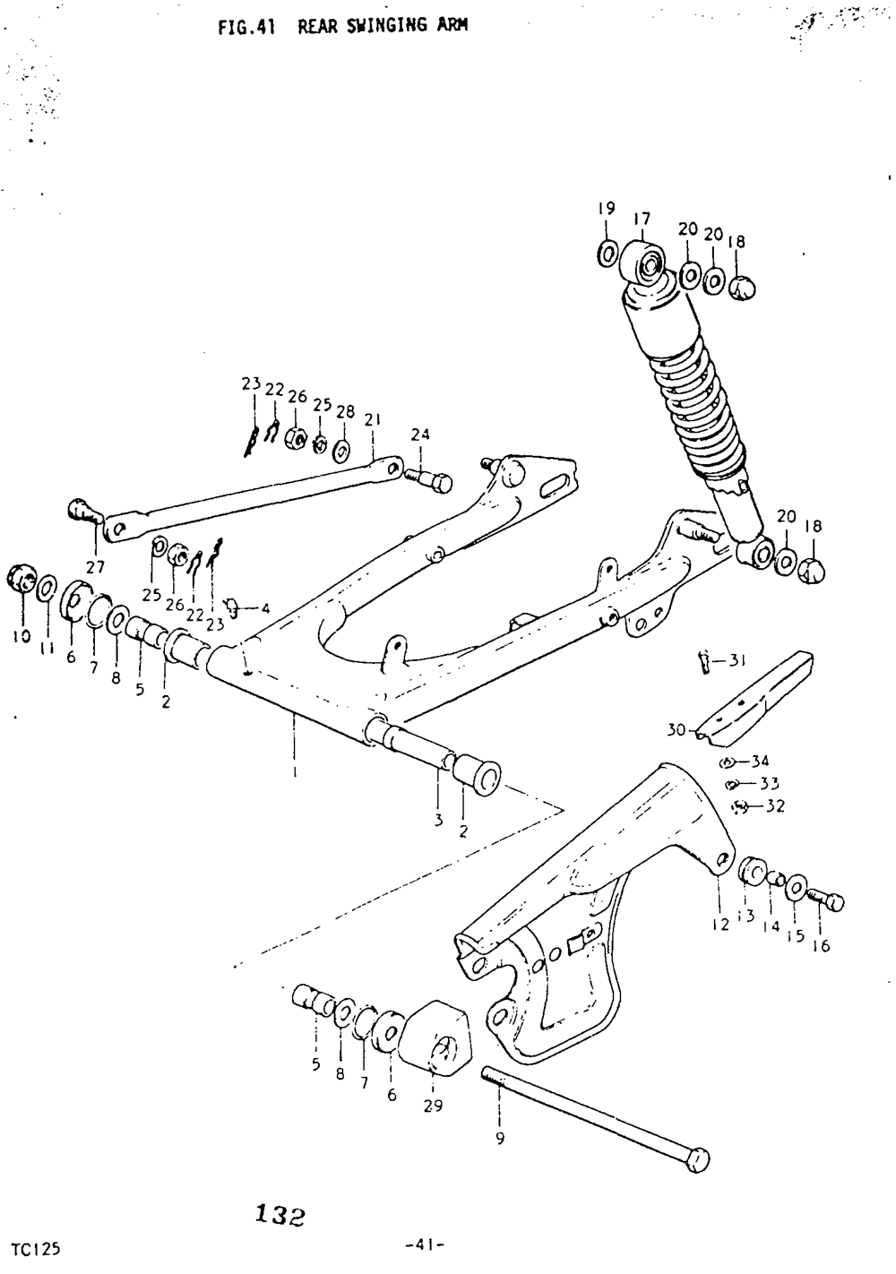 Rear swinging arm