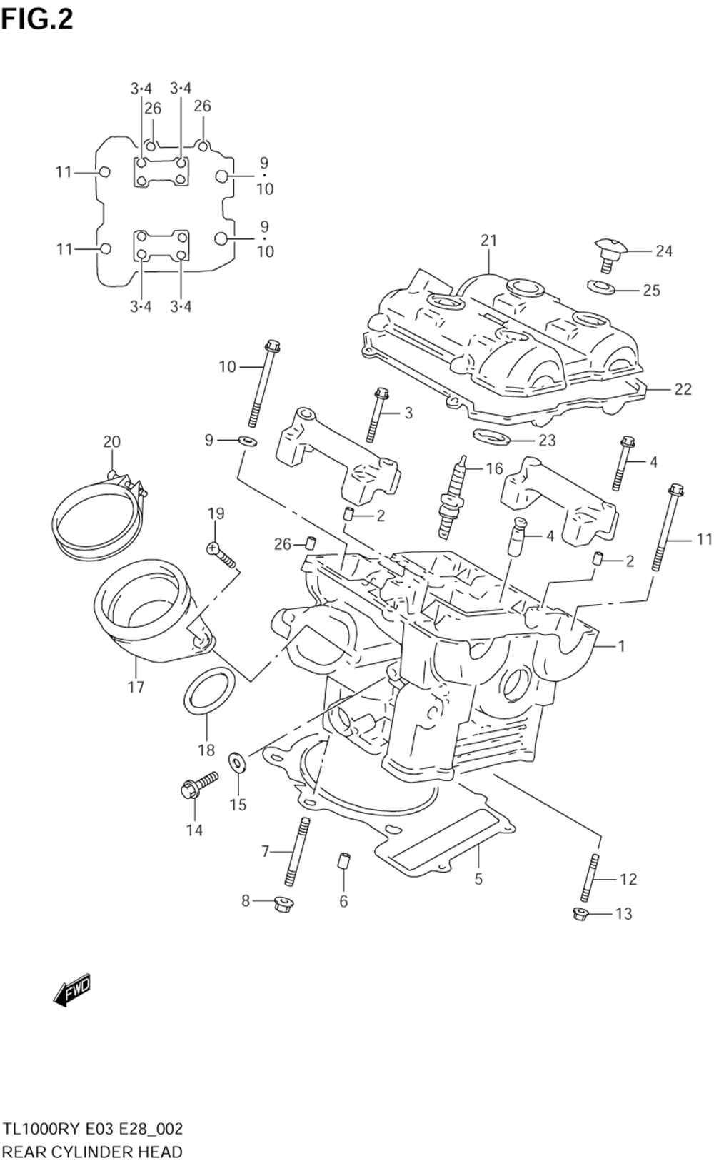 Rear cylinder head