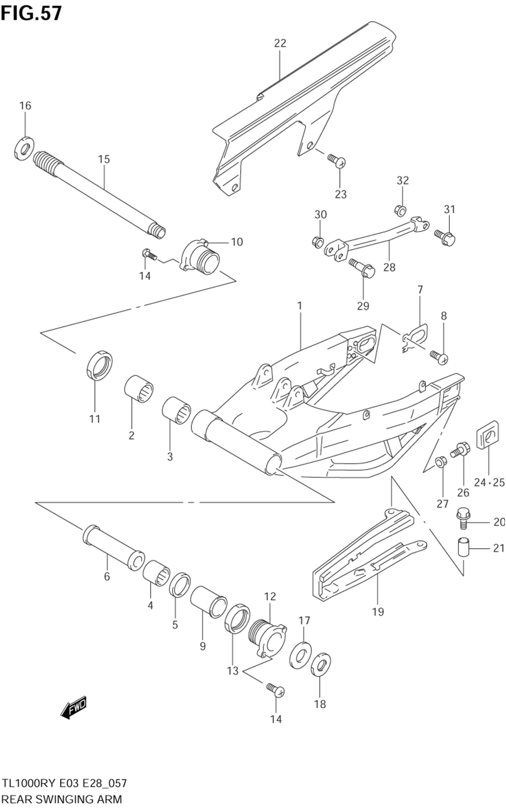 Rear swinging arm