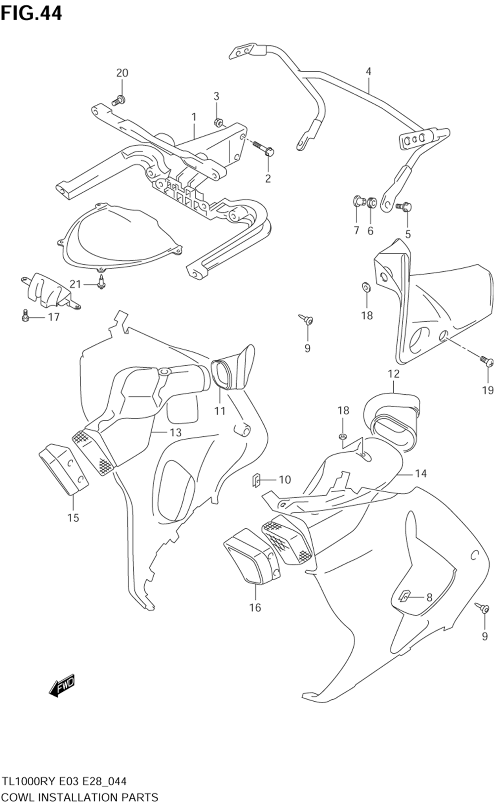 Cowling body installation parts