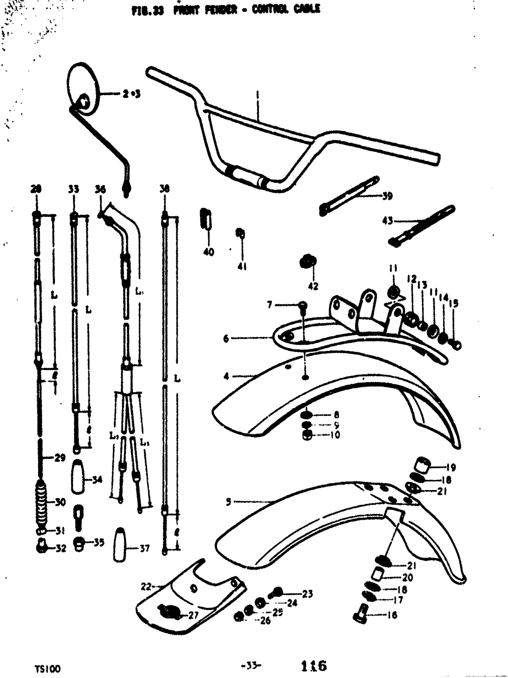 Front fender - control cable