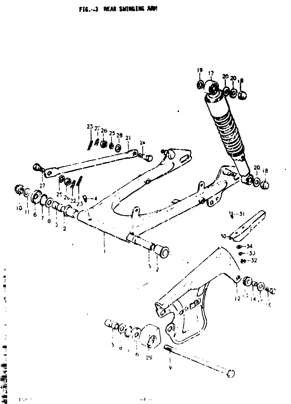 Rear swinging arm