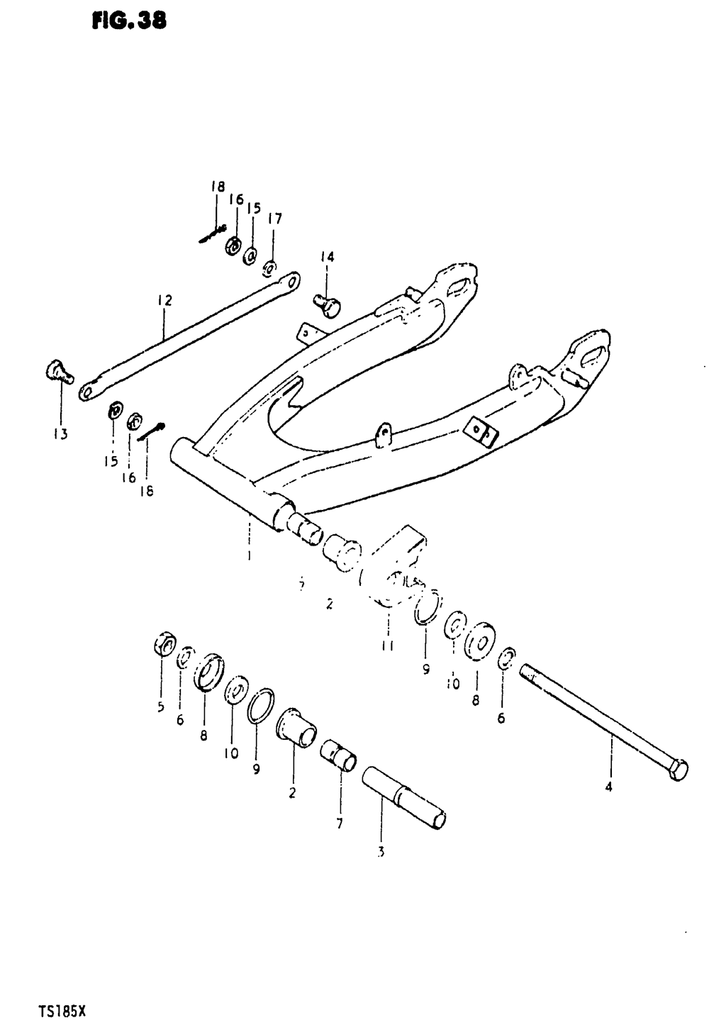 Rear swinging arm