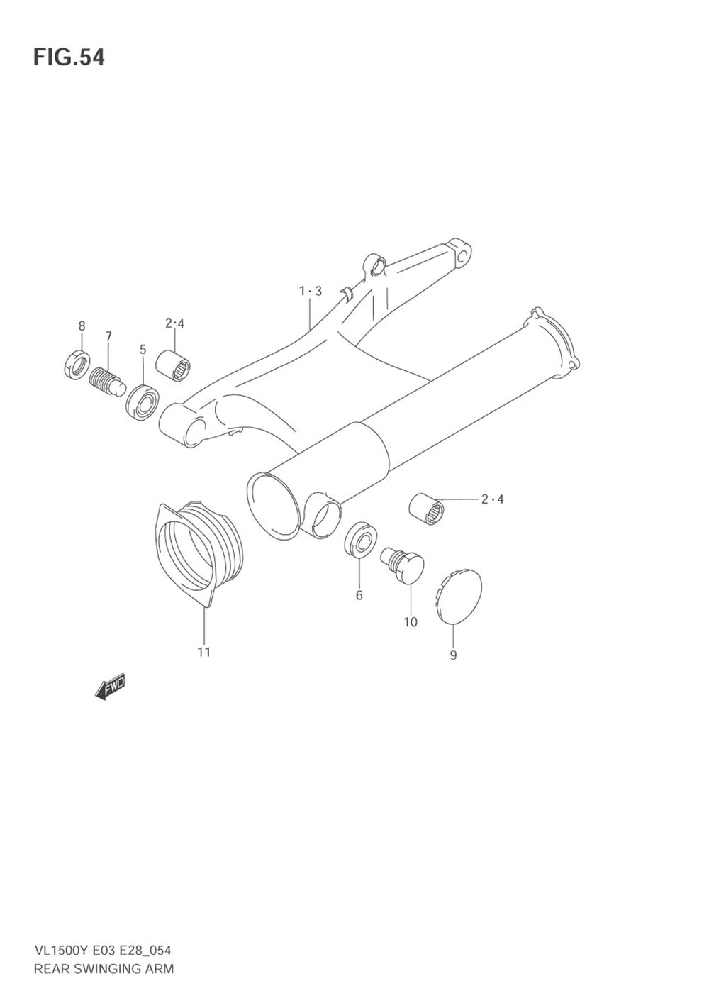 Rear swinging arm