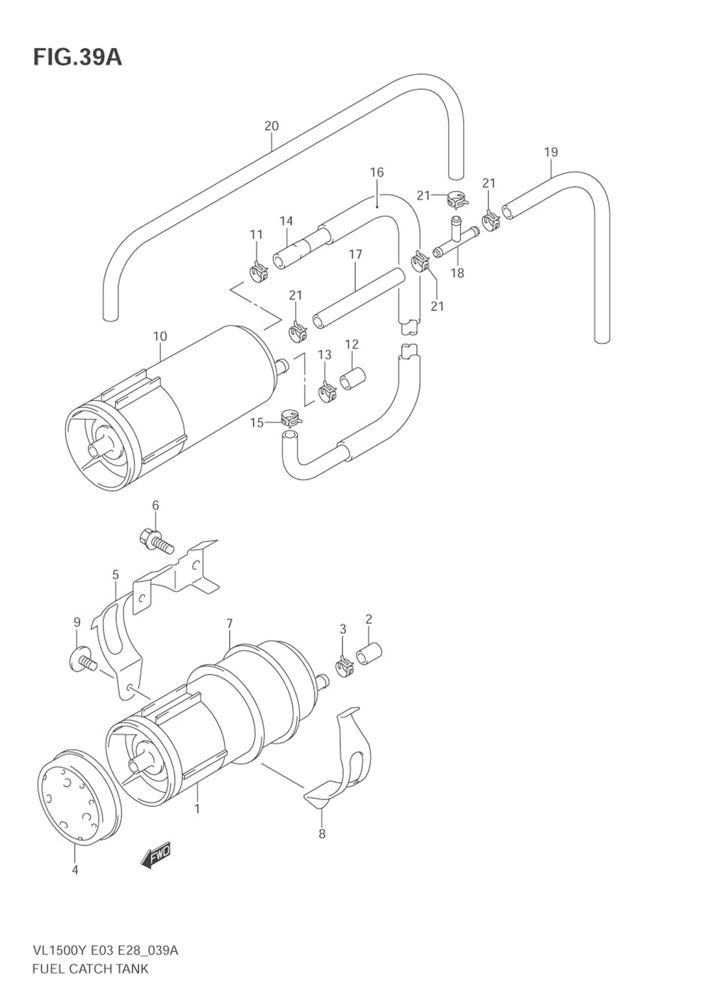 Fuel catch tank (model x_y_k1_k2_k3_k4)