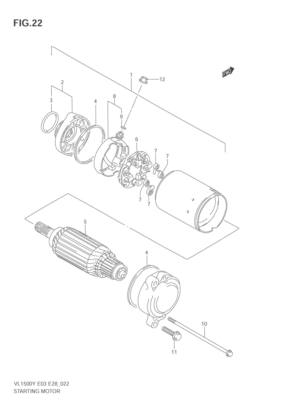 Starting motor (model w_x_y_k1_k2)