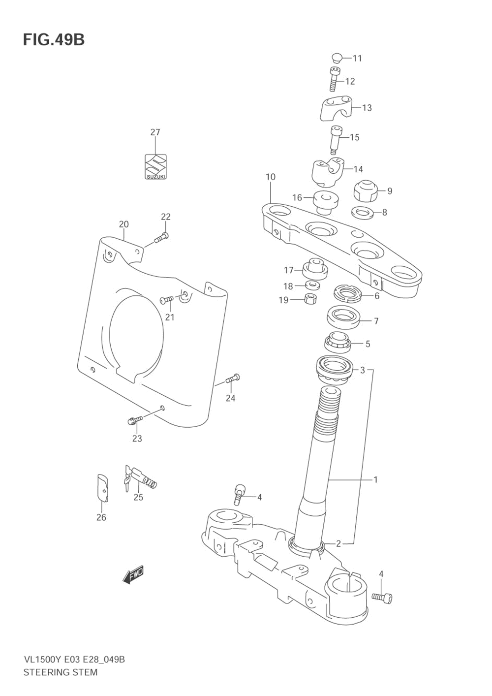 Steering stem (model k1_k2_k3_k4)