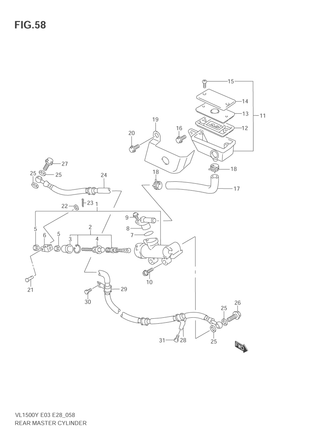 Rear master cylinder (model w_x_y_k1)