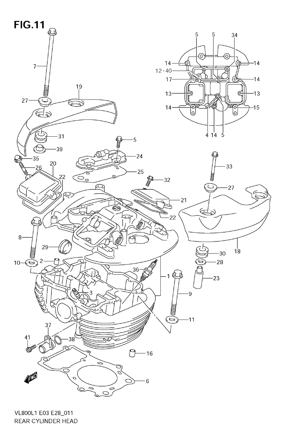 Rear cylinder head (vl800 e3)