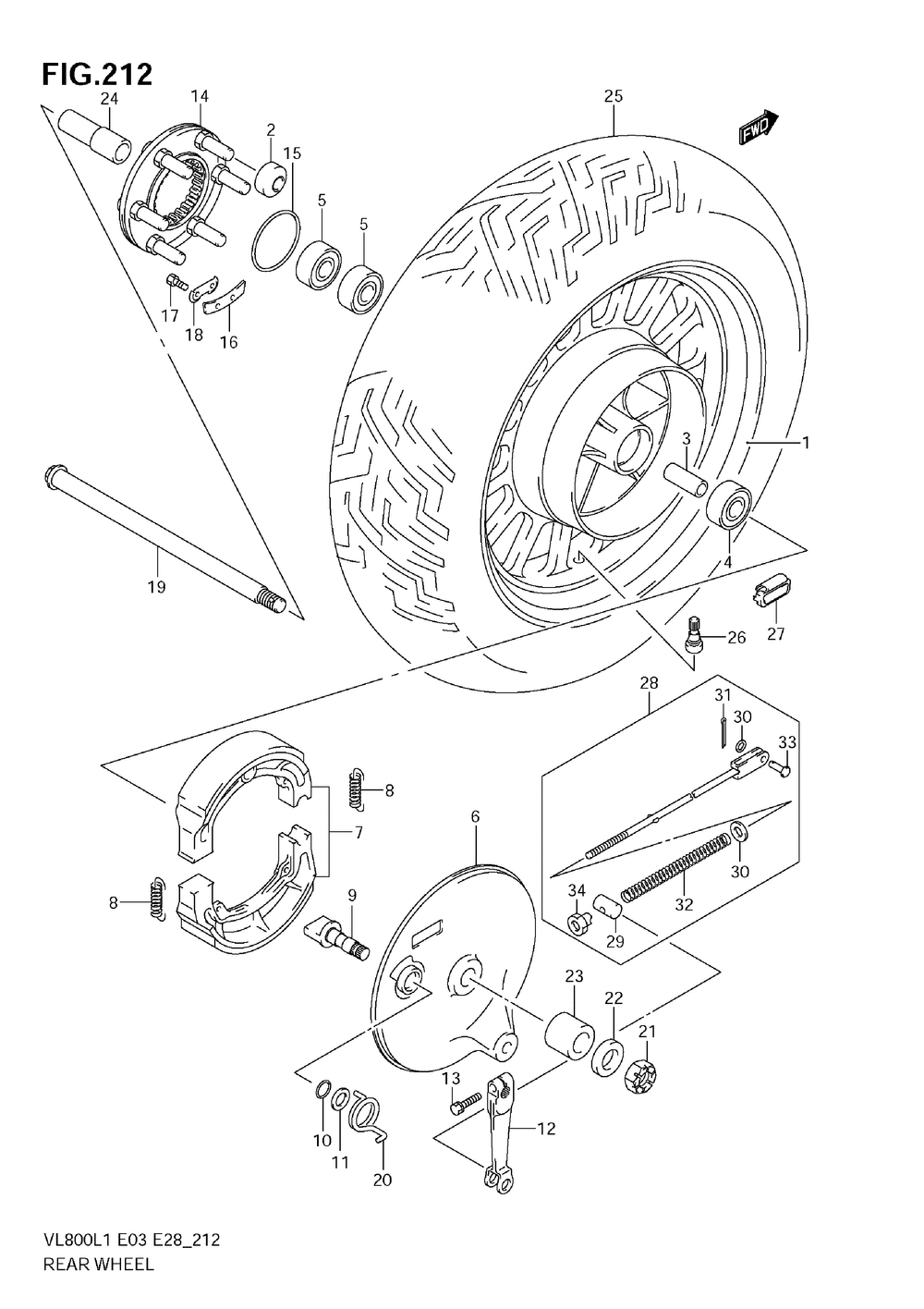 Rear wheel (vl800c e33)