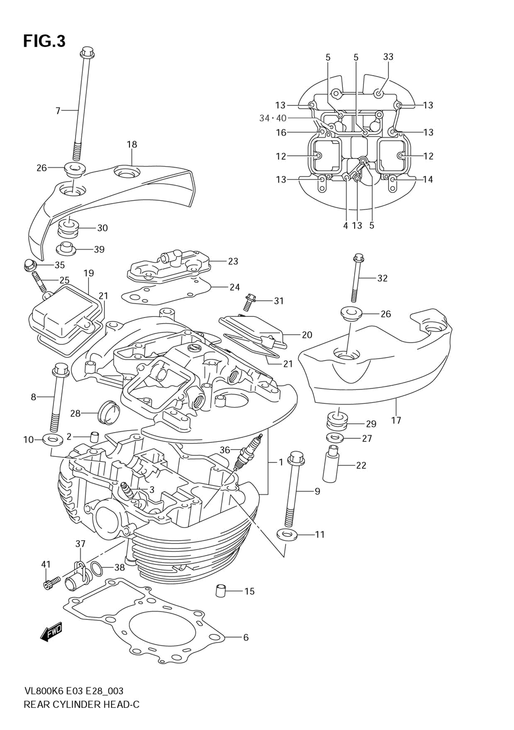 Rear cylinder head