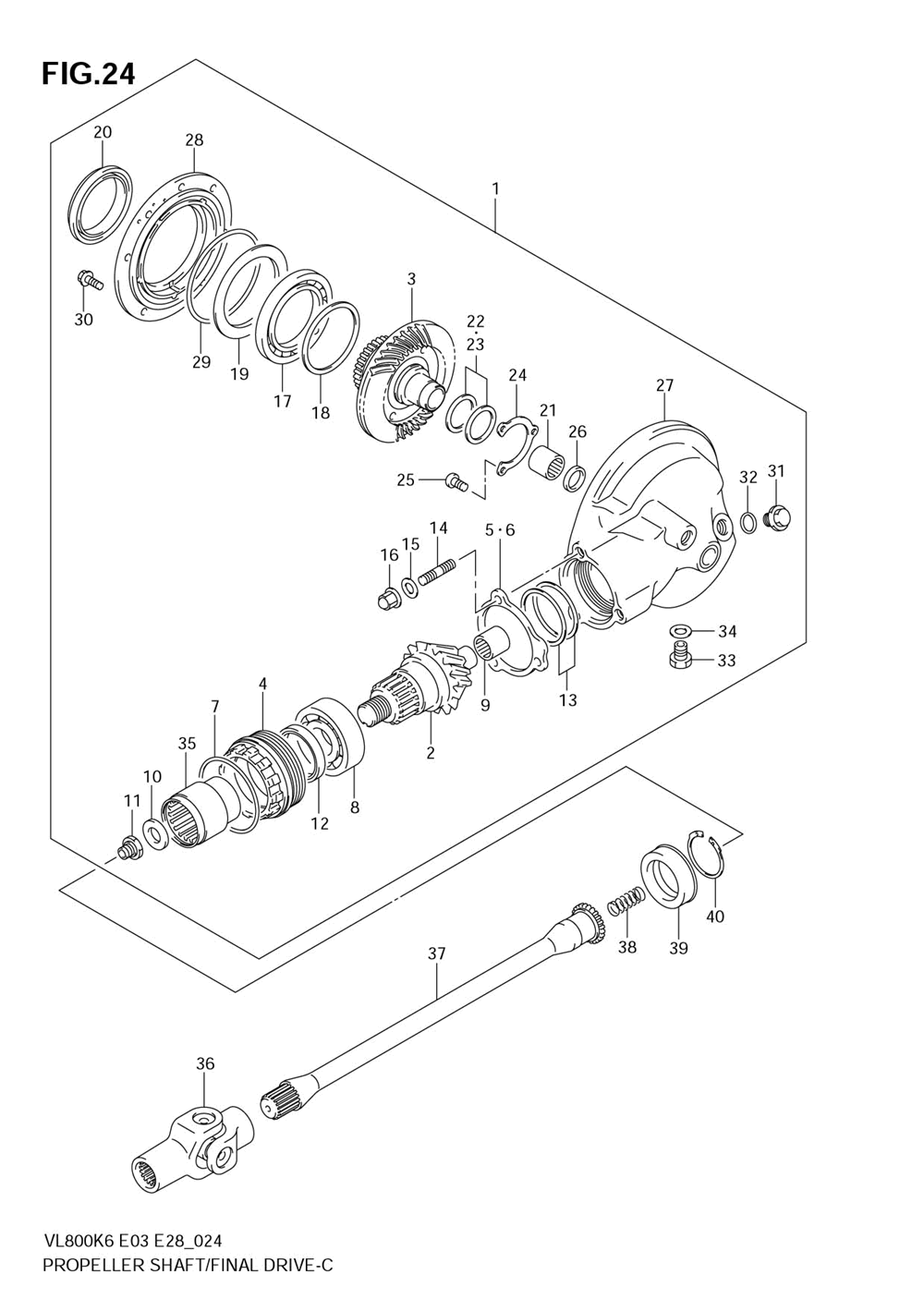 Propeller shaft - final drive gear (see note)