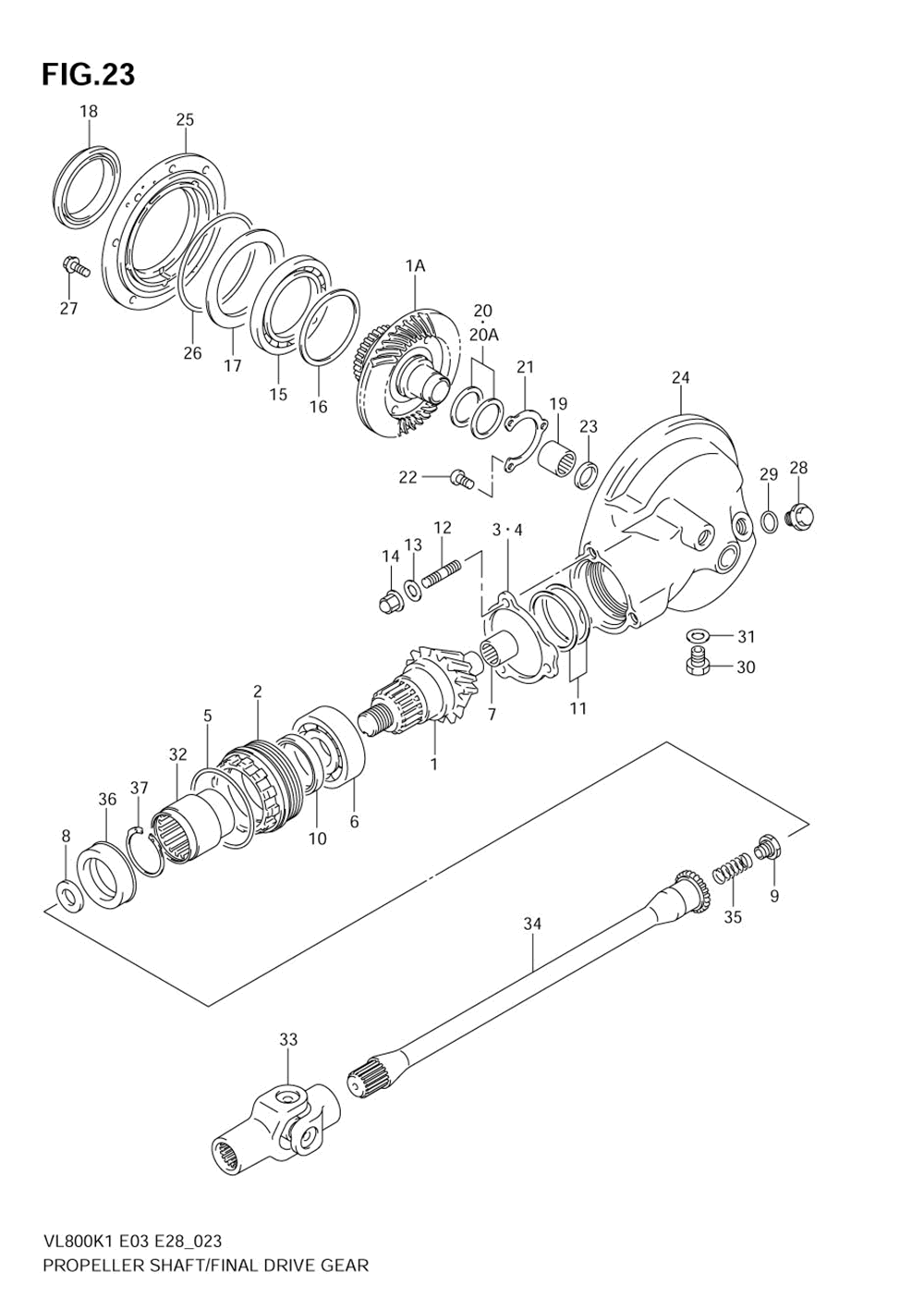 Propeller shaft - final drive gear