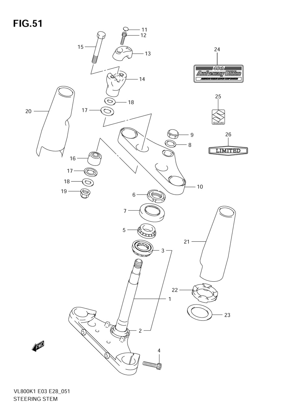 Steering stem (model k1_k2_k3_k4)