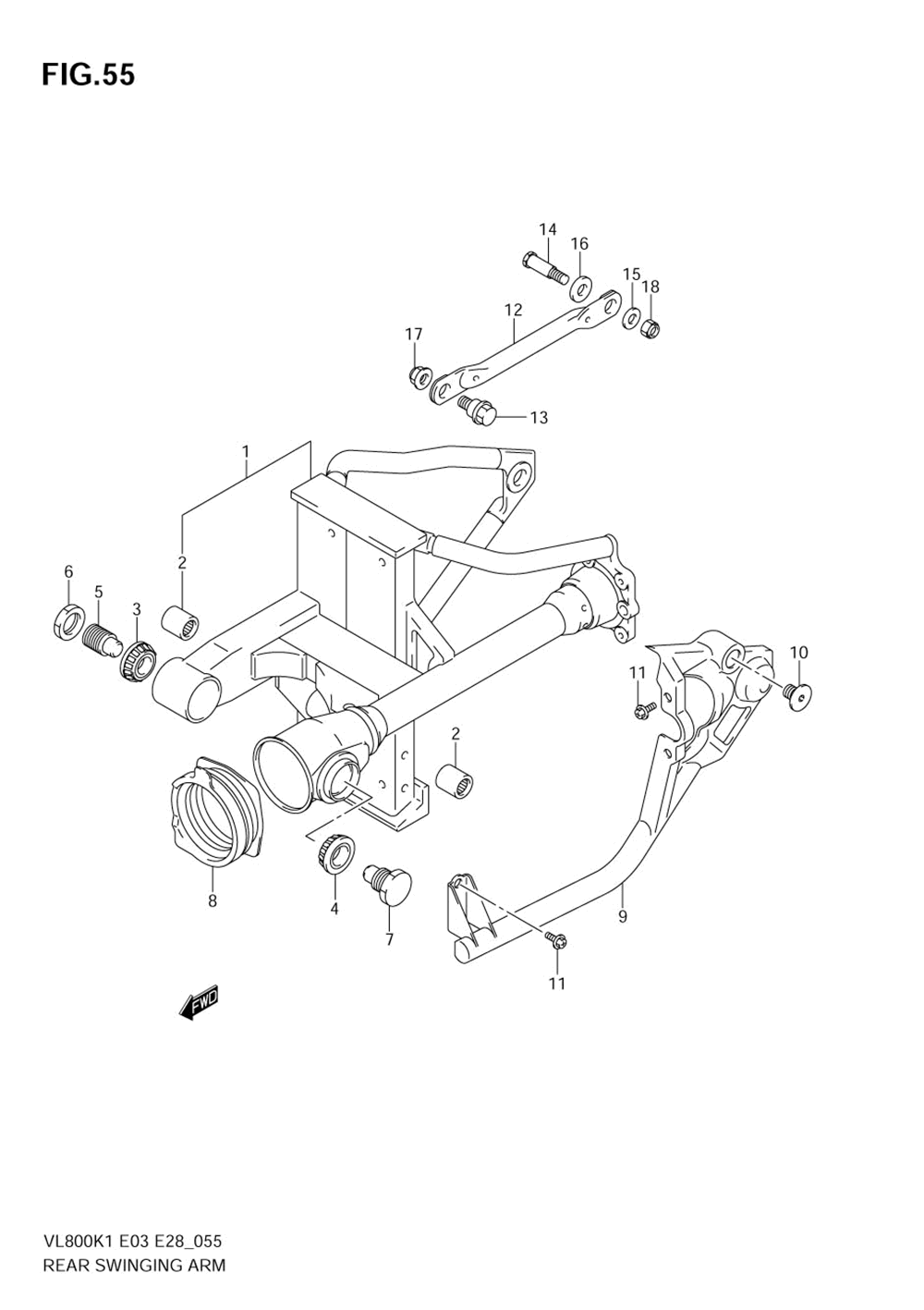 Rear swinging arm (model k1_k2)