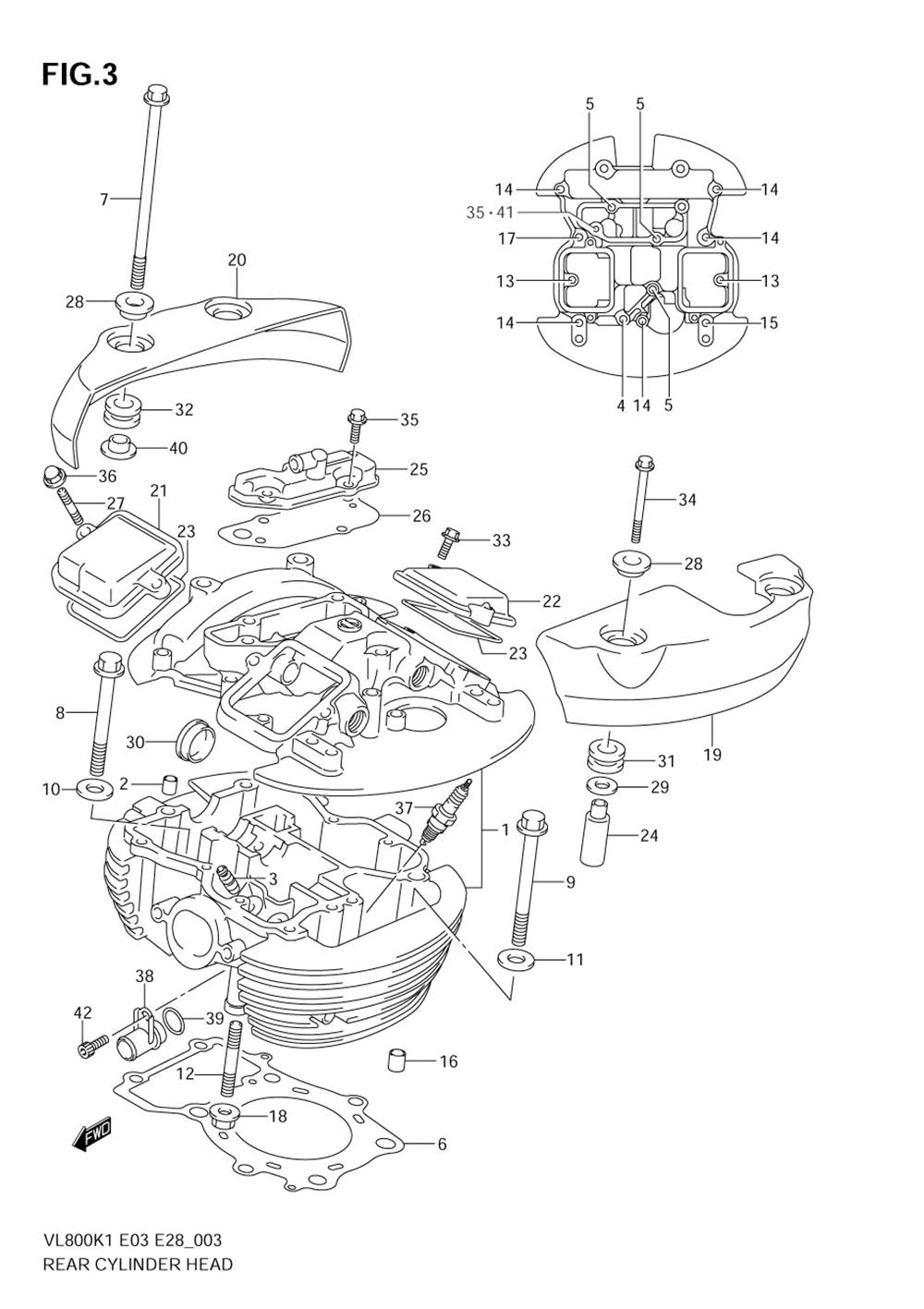 Rear cylinder head