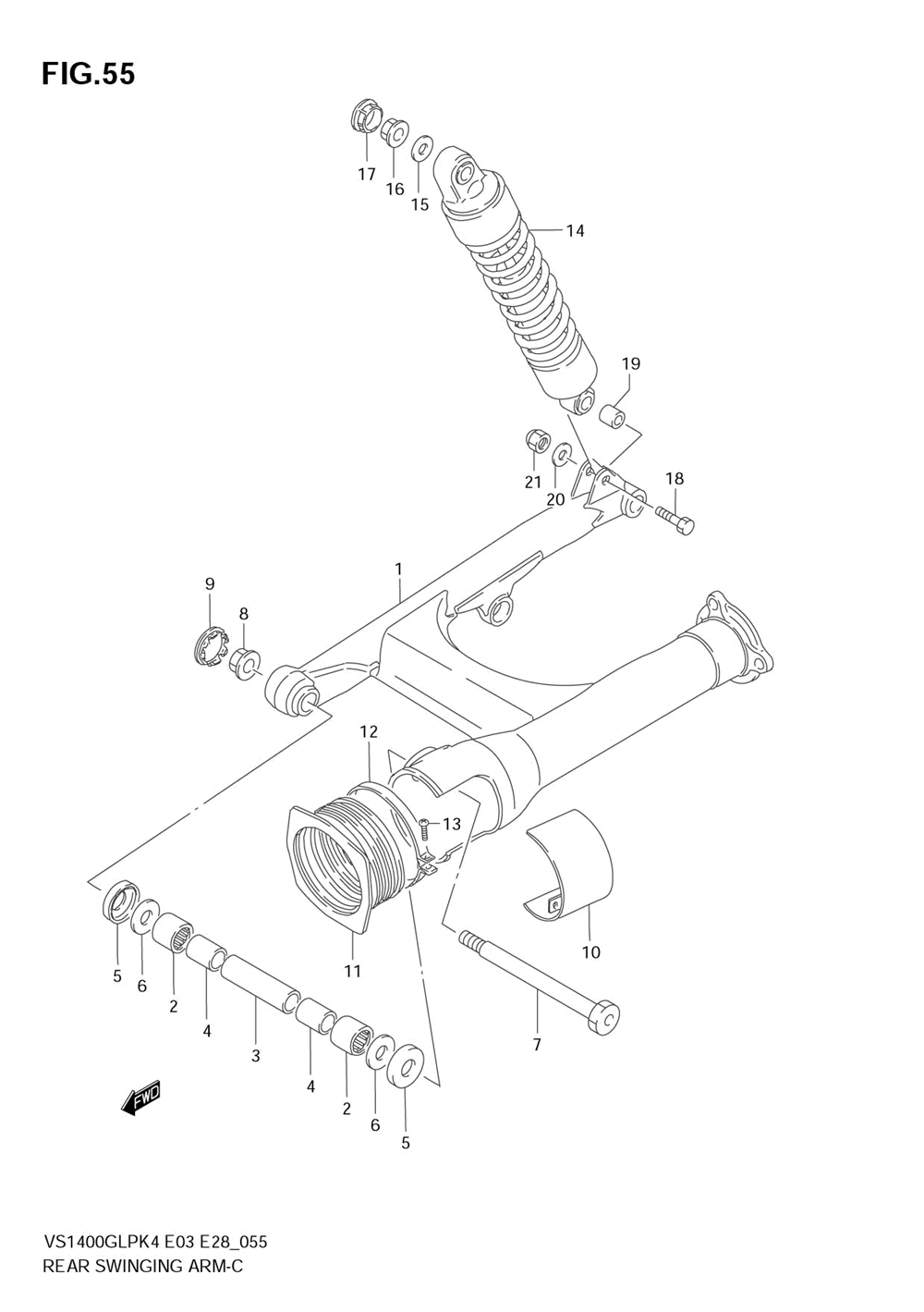 Rear swinging arm