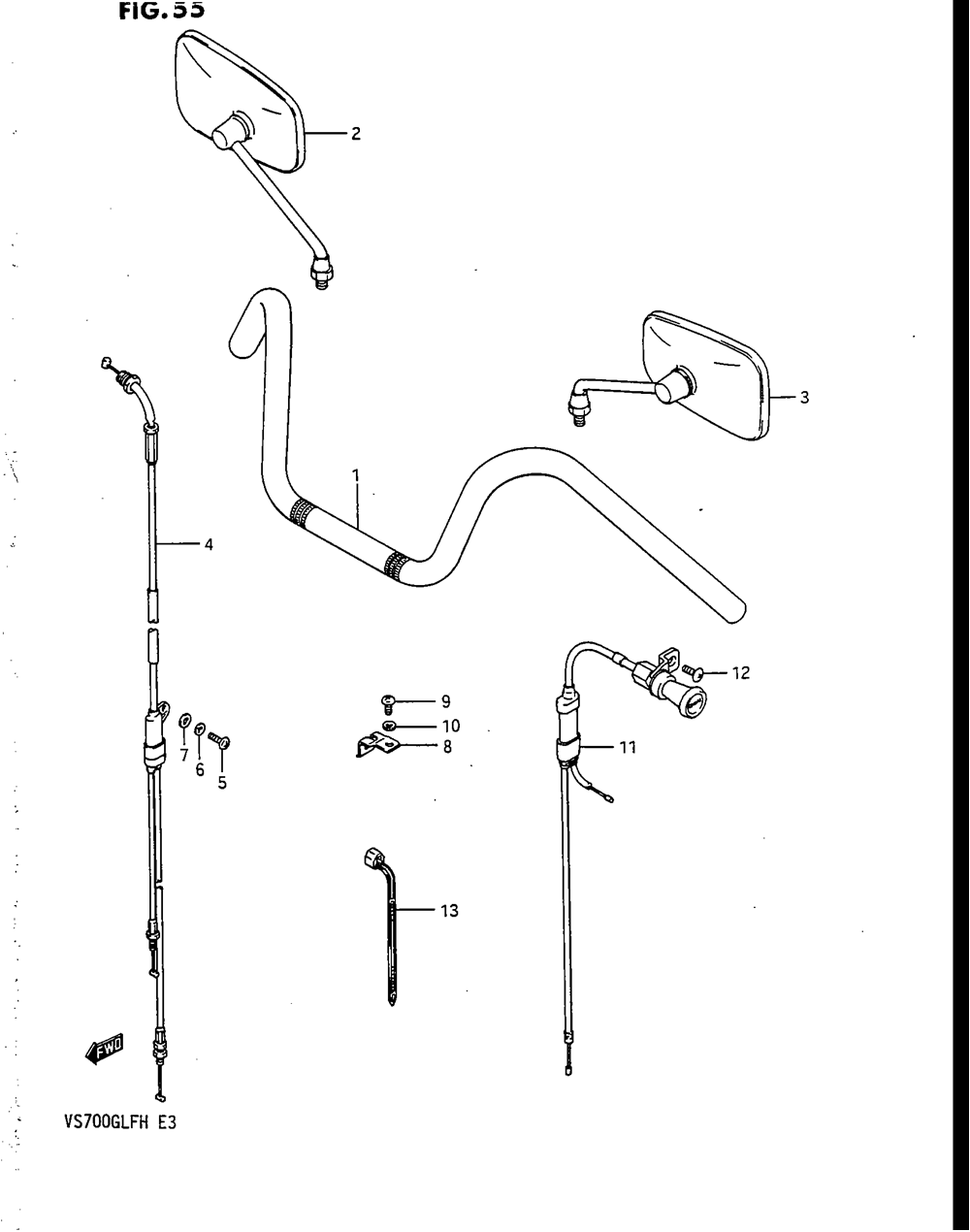 Handlebar - control cable (vs700glpg_glepg_glph_gleph)