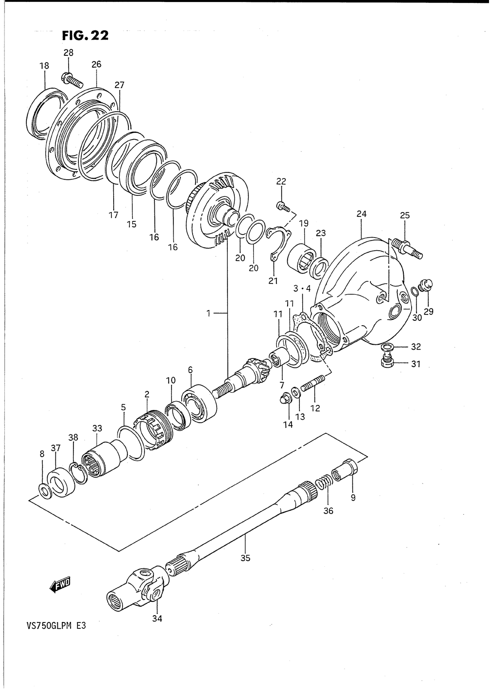 Propeller shaft - final drive gear