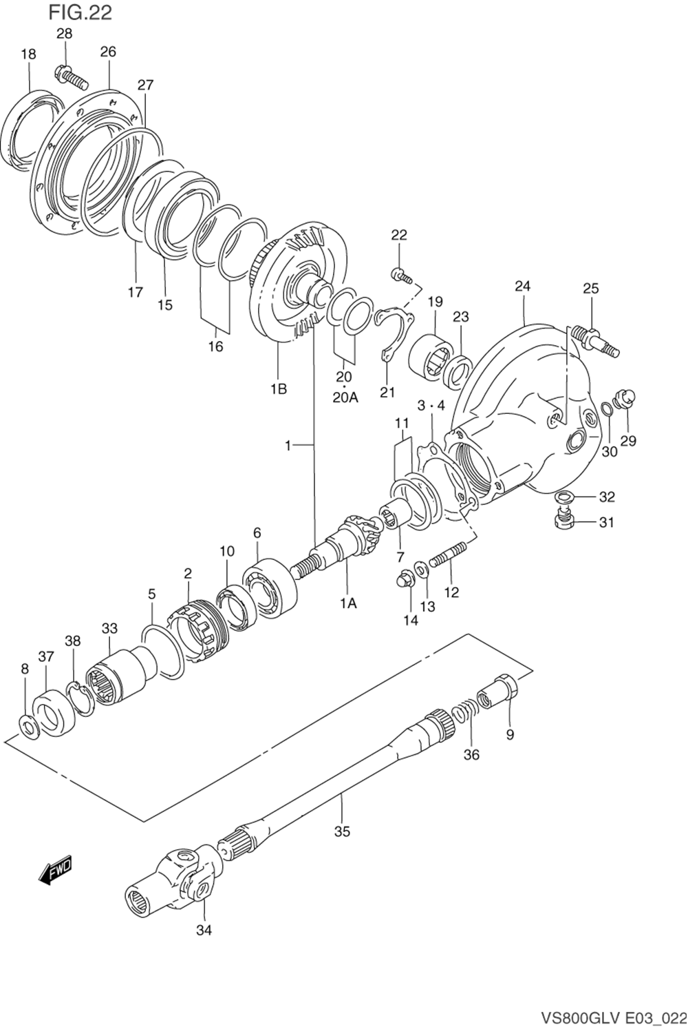 Propeller shaft - final drive gear