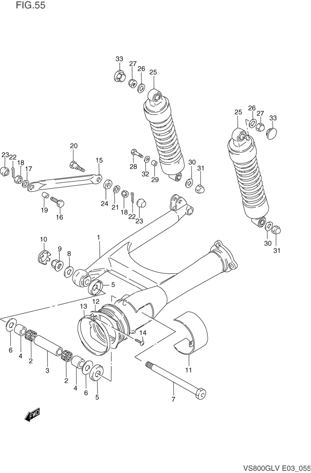 Rear swinging arm