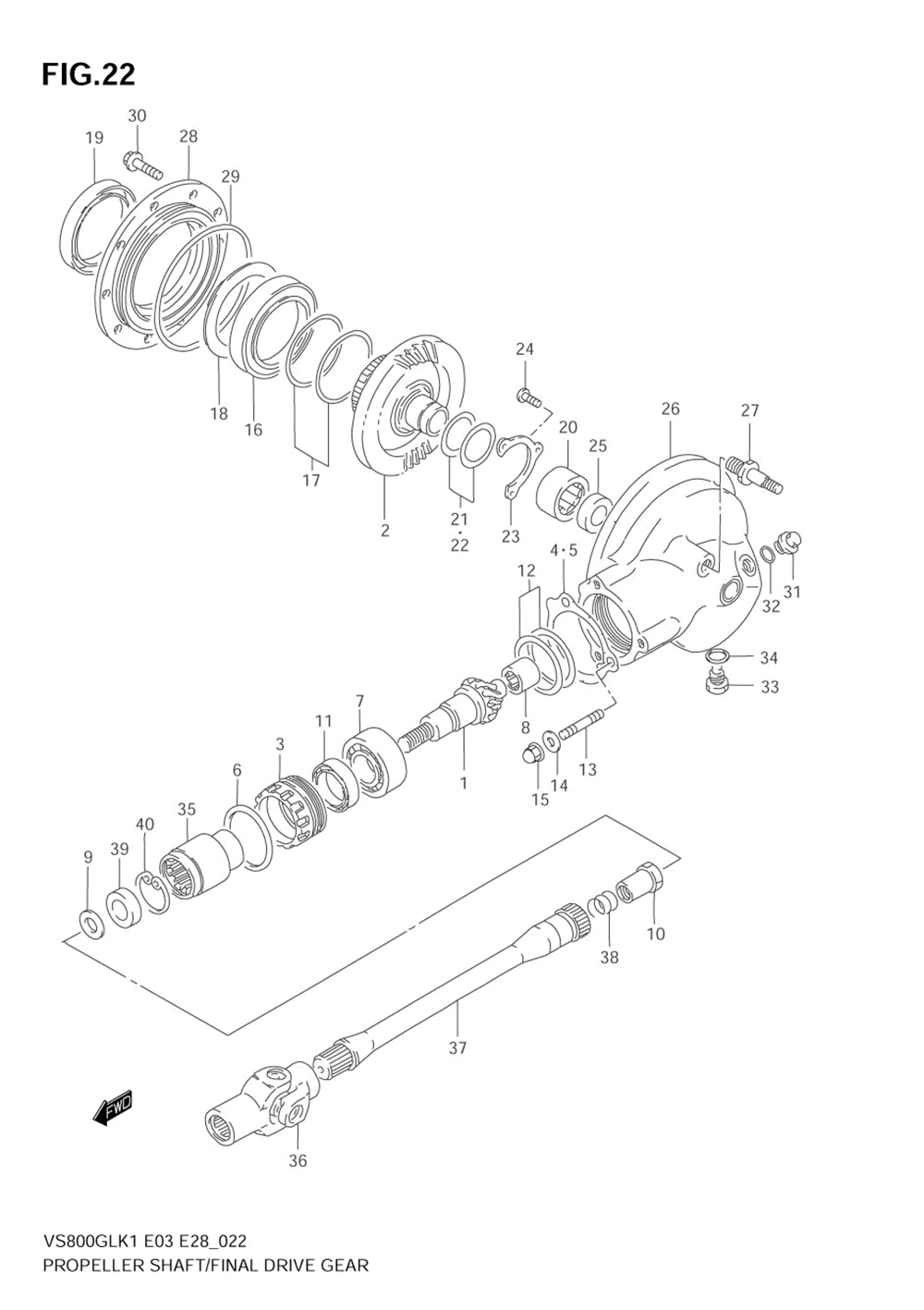 Propeller shaft - final drive gear